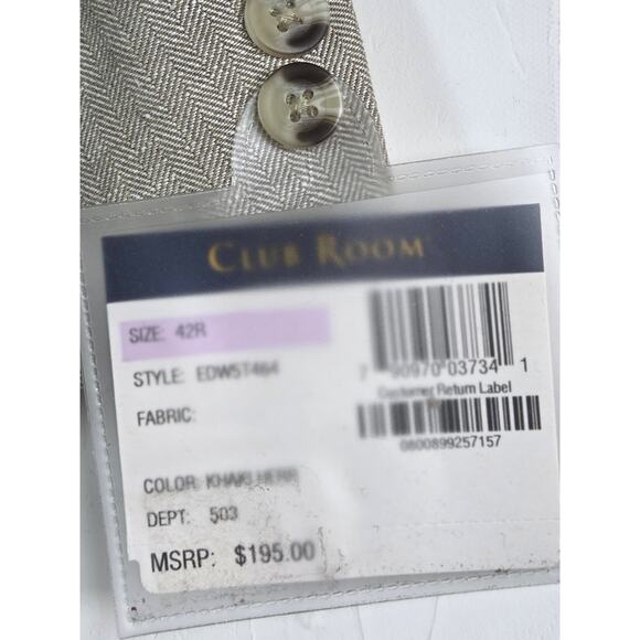 Club Room Sport Coat 42R — Linen Blend Herringbone Gray NWT - Picture 2 of 6
